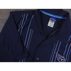 Tennessee Titans Shirt Mens Large Navy Blue Striped Camp NFL Reebok